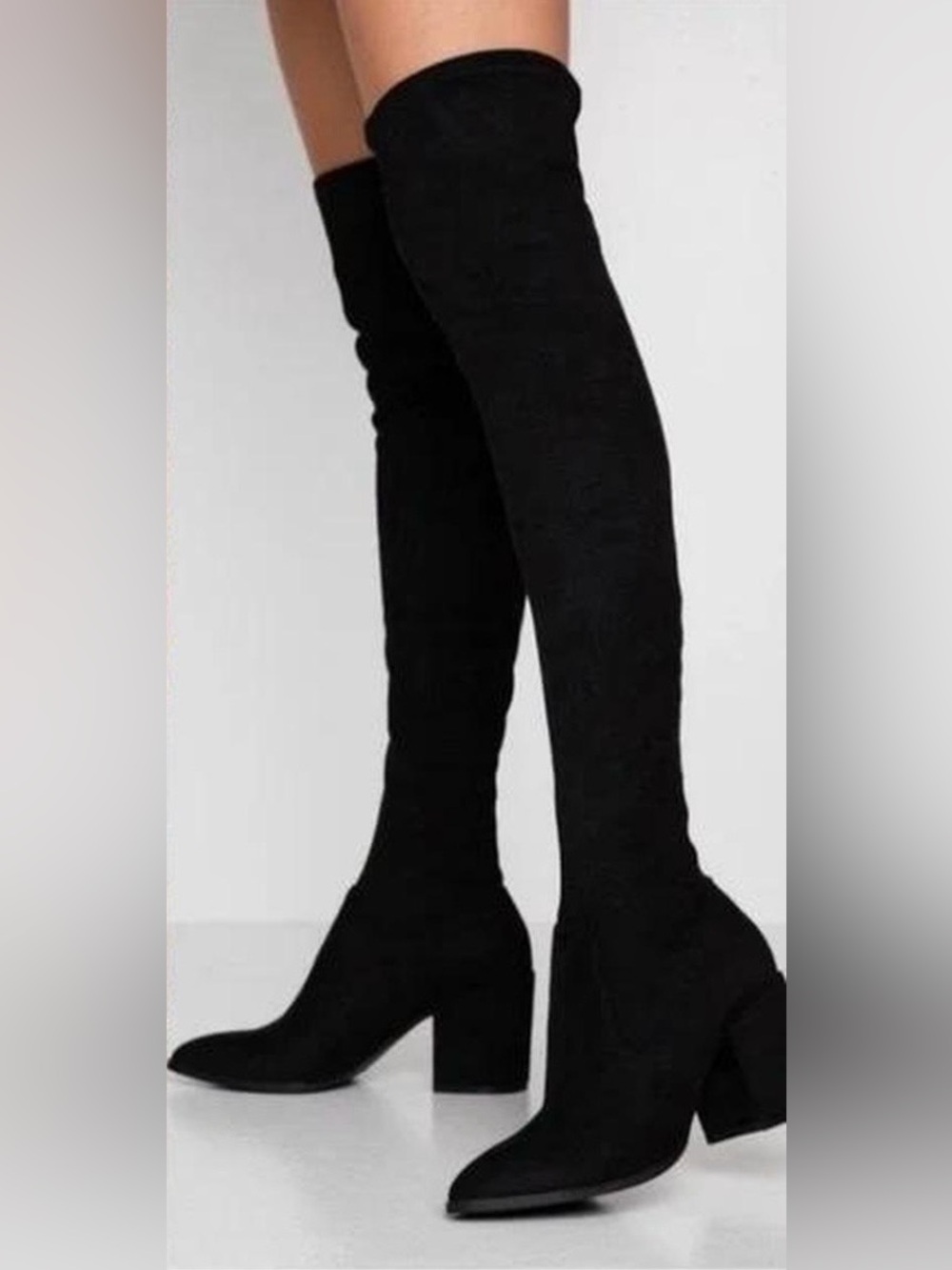 Steve Madden Black Over-the-Knee Block Heel Boots